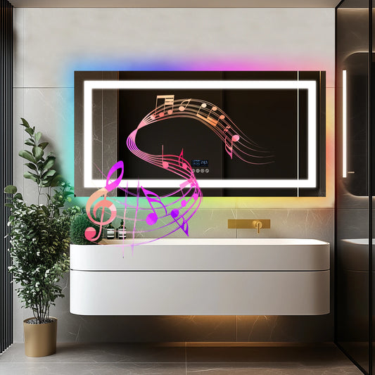Wisfor LED Bathroom Mirror With Lights Anti Fog RGB Dimmable