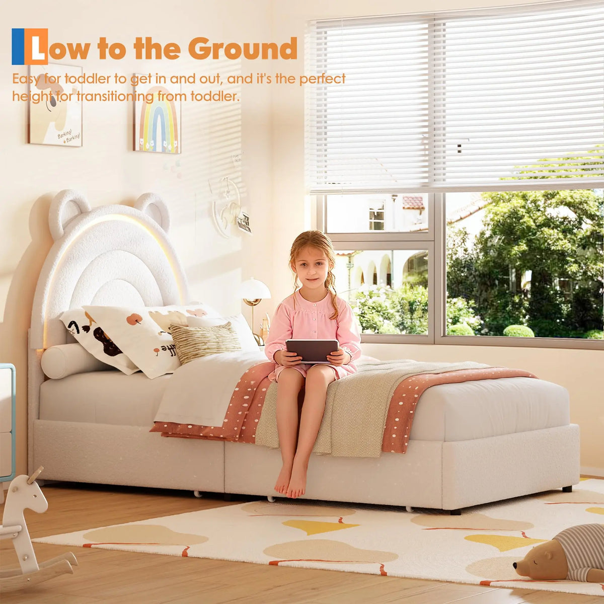 GarveeLife Princess Platform Bed With Storage Drawers And LED Lights