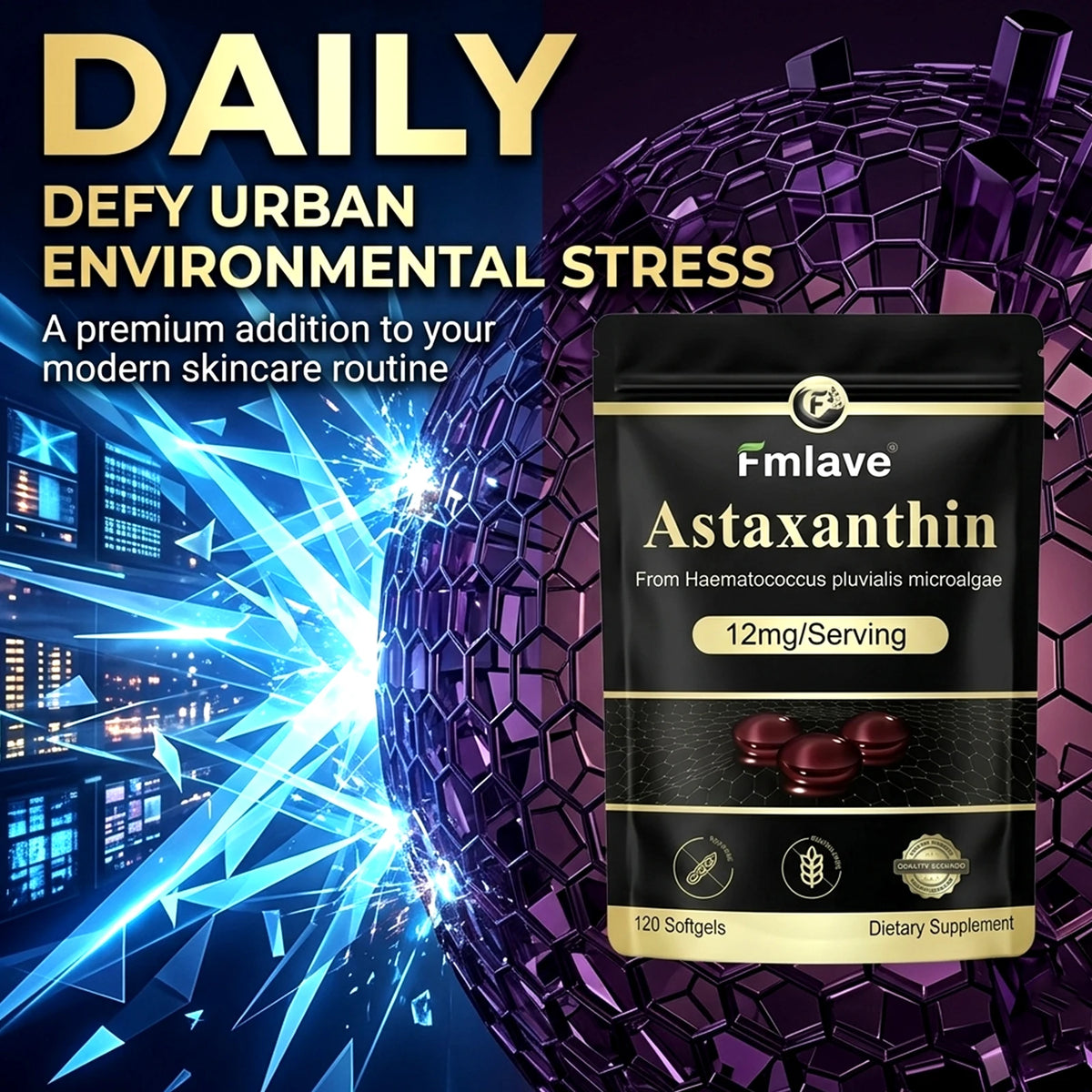 FMLAVE Astaxanthin 12mg Natural Antioxidant Softgels For Eye Health