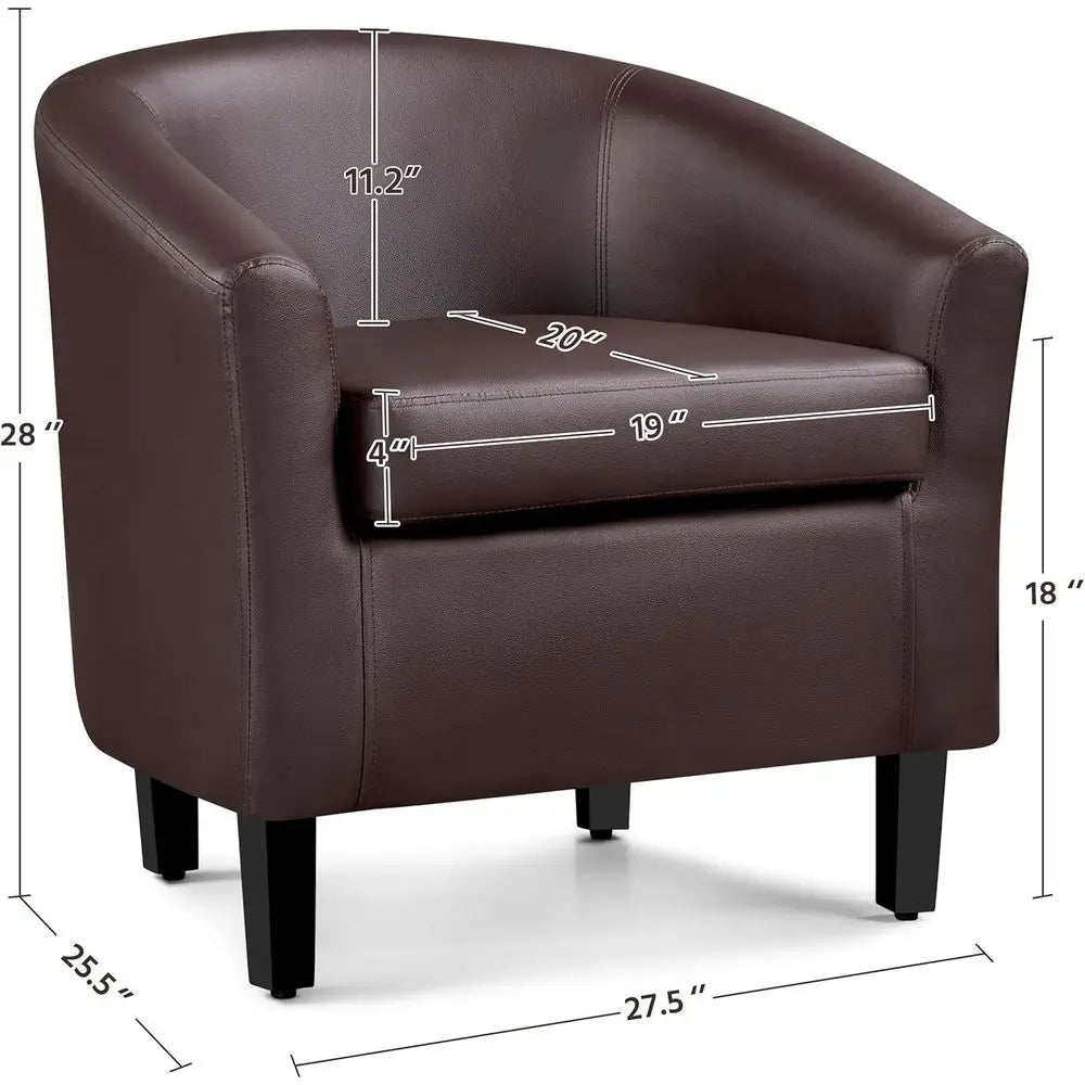 PU Leather Accent Chairs, ern Barrel Chairs Side Chairs, Comy Club Chairs with Sot Padded, 2 Chairs or Living Room/Bedroom/Readi