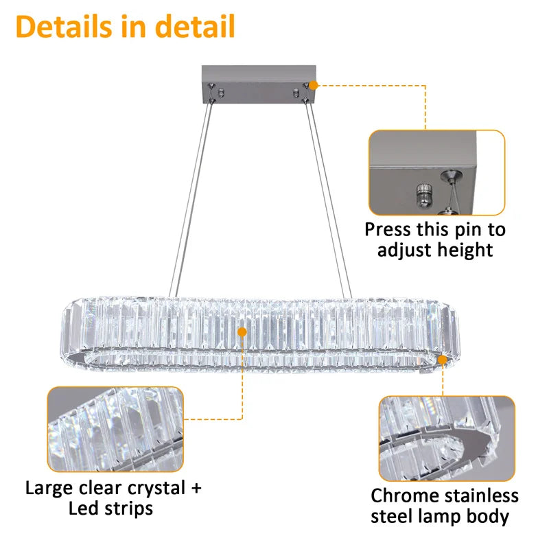 GreeLustr Modern Crystal LED Chandelier for Dining Room Decor