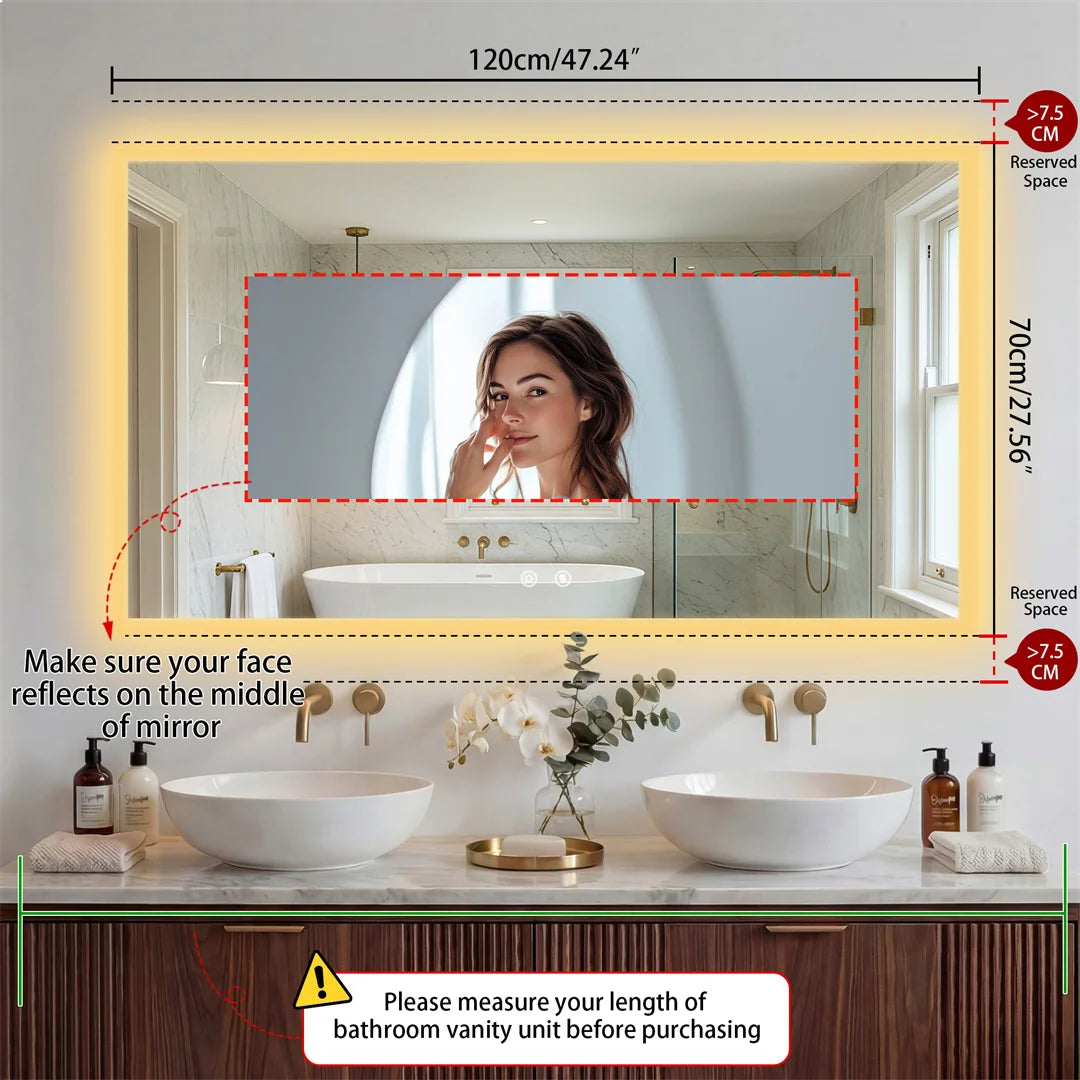 LUVODI LED Vanity Mirror With Defog And 3 Temperature Settings