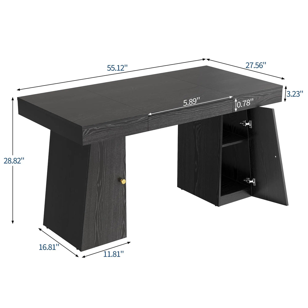 HiMISS Modern Computer Desk With Drawer Cabinet And Storage Shelves