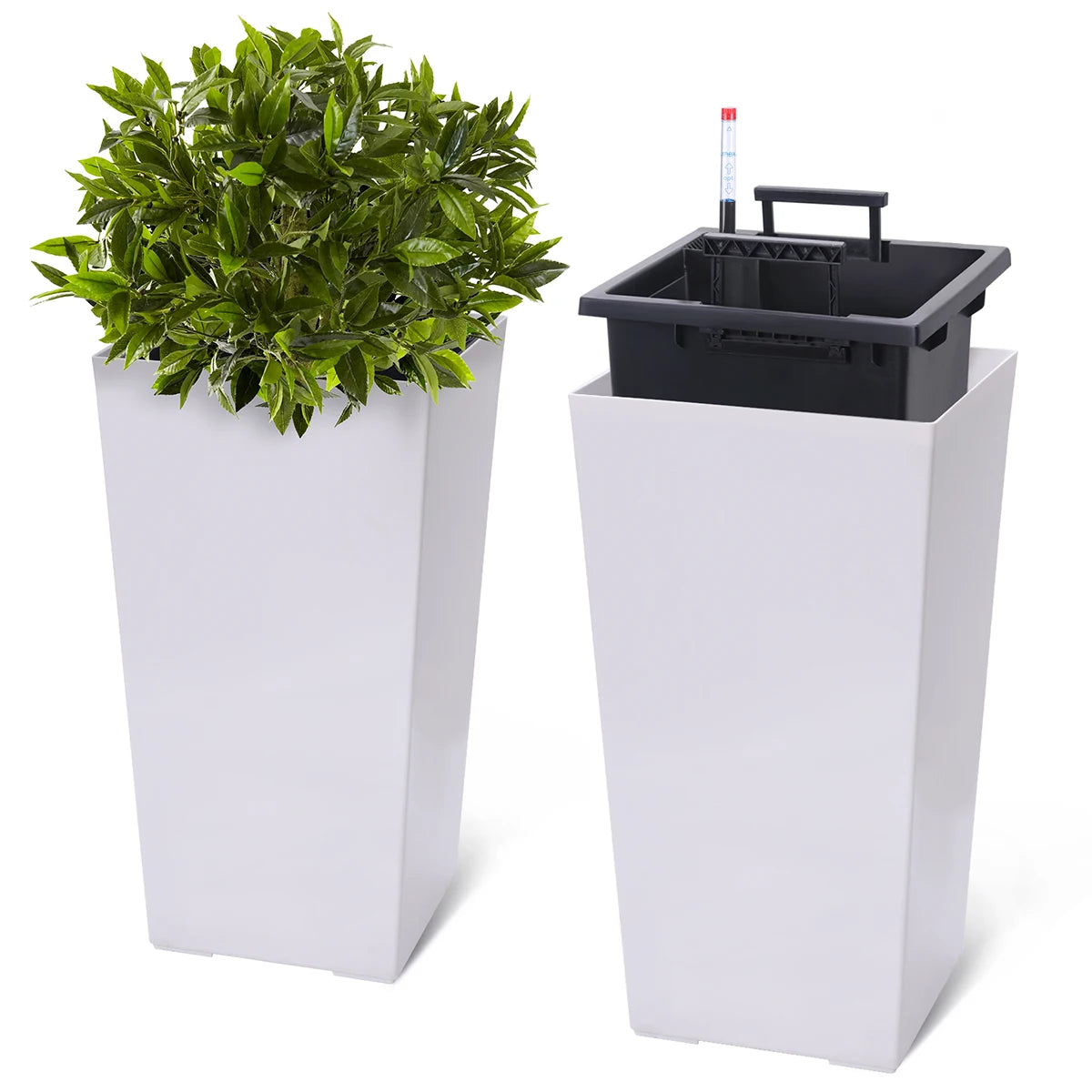 TWISTER.CK Rectangular Planters With Drainage Holes And Water Level Monitor