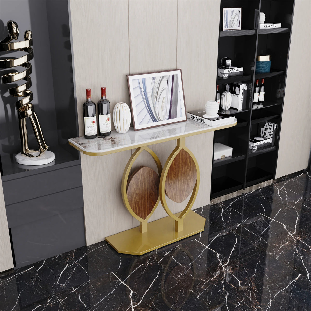 Modern Metal Console Table for Entryway Office and Coffee Bar