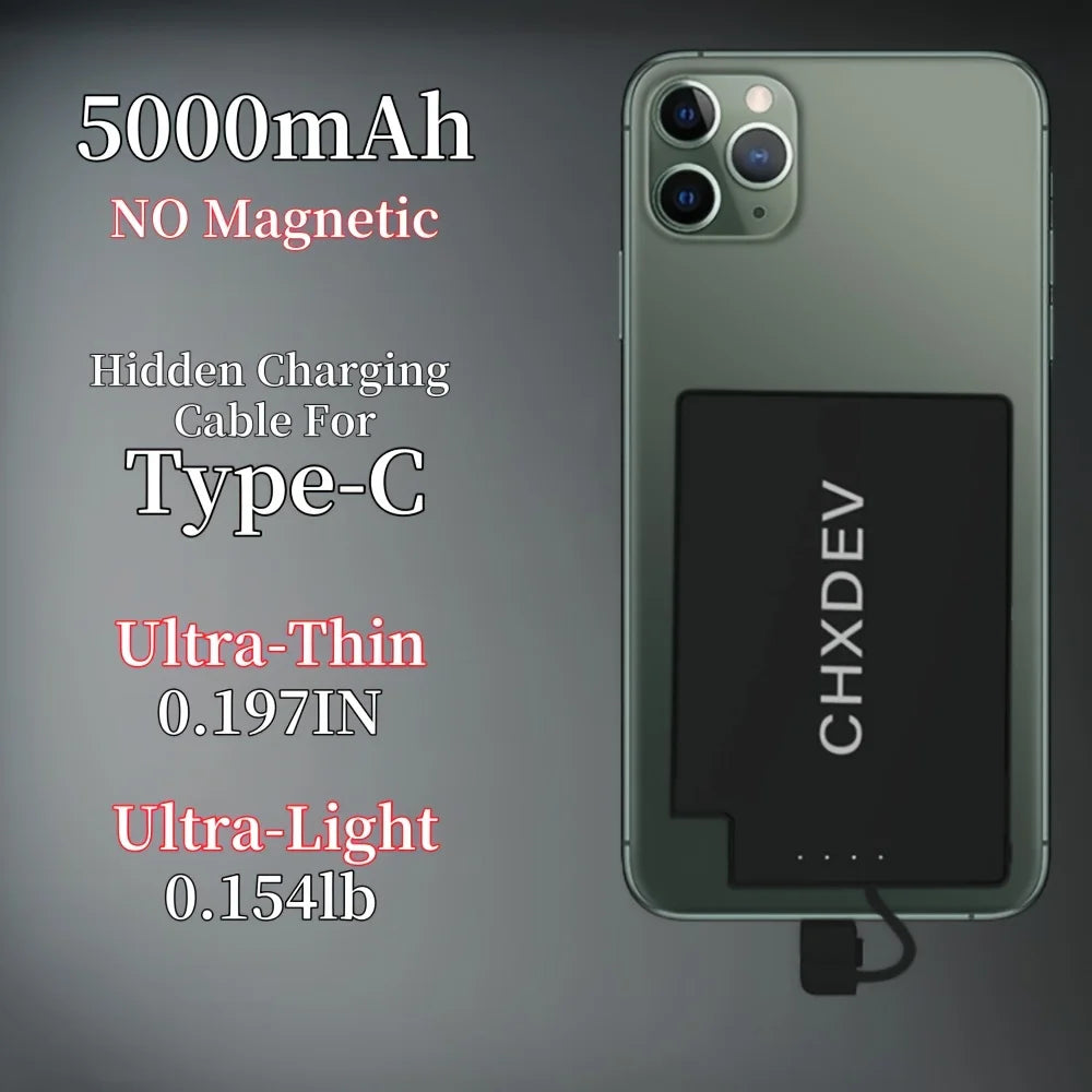 10000/5000mAh magnetic power bank, ultra-thin mini power bank, portable charger, supports fast charging, comes with data cable, available in black, white, and blue.