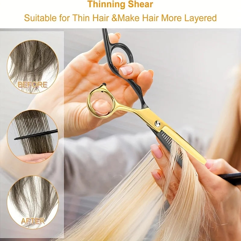Professional Stainless Steel Hair Cutting Scissors Kit With Thinning Shears