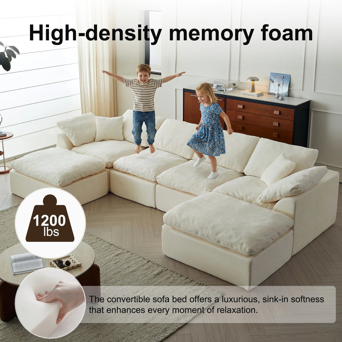 Yeflixvrau Modern U Shaped Cloud Sectional Sofa With Removable Cushions