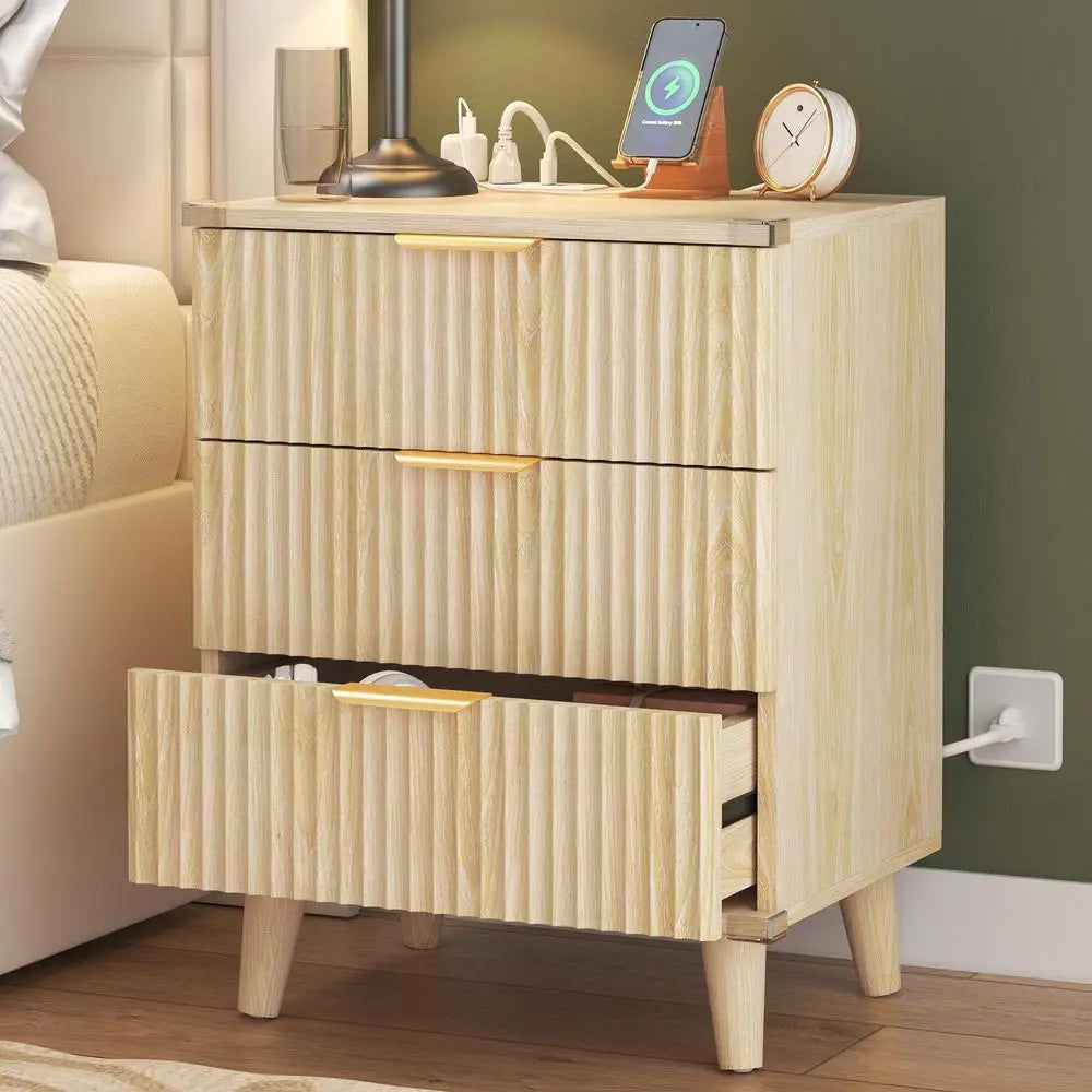 XMSJ Fluted Bedroom Furniture Set With Dresser And Nightstands