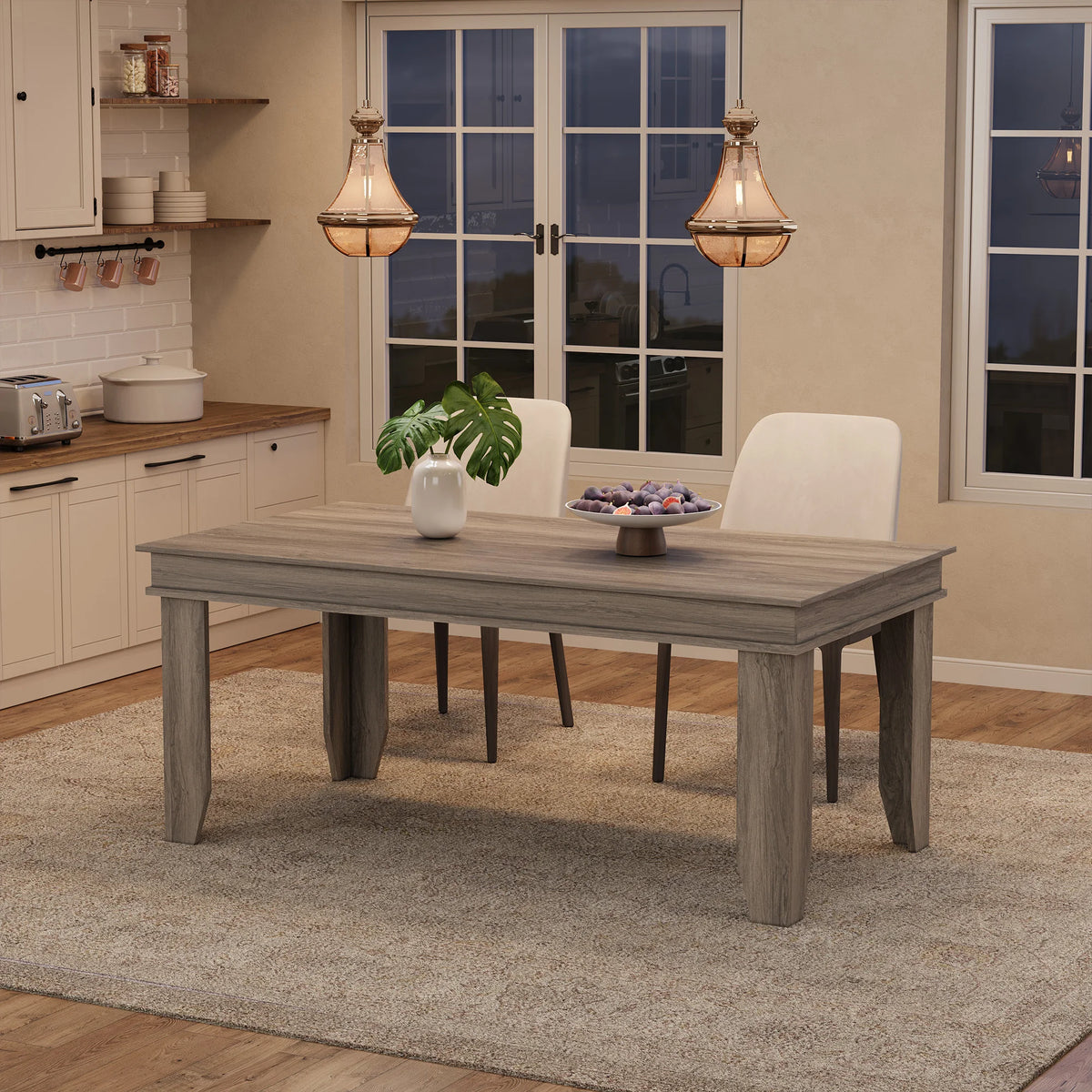 GarveeLife Farmhouse Rectangular Wood Dining Table for Family Meals