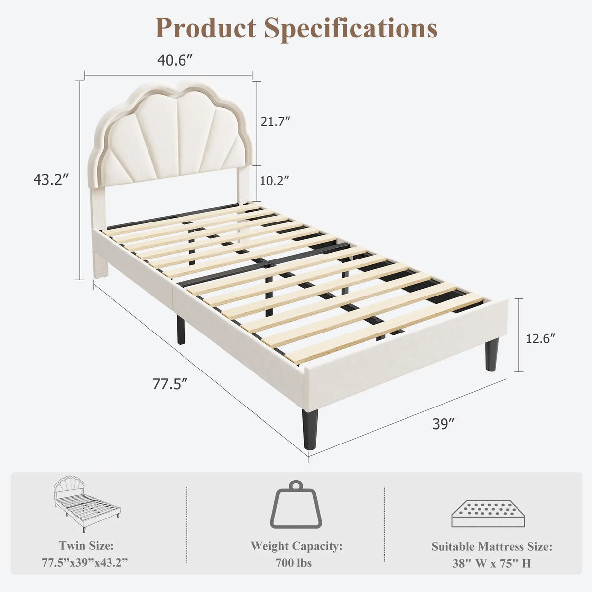HiMISS LED Upholstered Bed Frame With Velvet Shell Headboard
