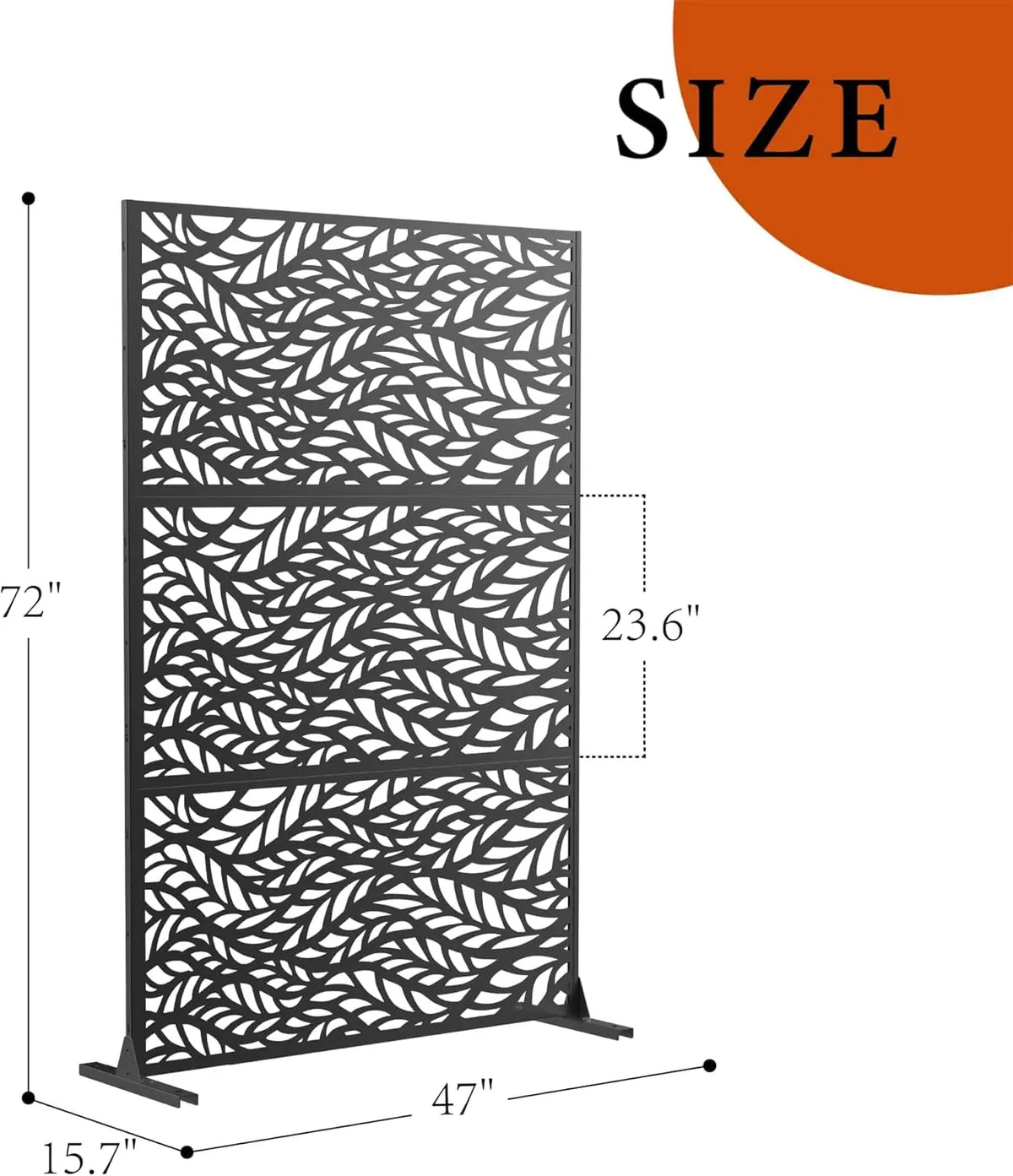 Freestanding Metal Privacy Screen Panel, 3-Panel Outdoor Decorative Divider with Stand,Weatherproof Fence for Patio Garden Deck