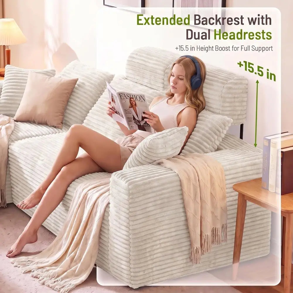 Modern XMSJ Boneless L Shaped Sofa With High Back Support