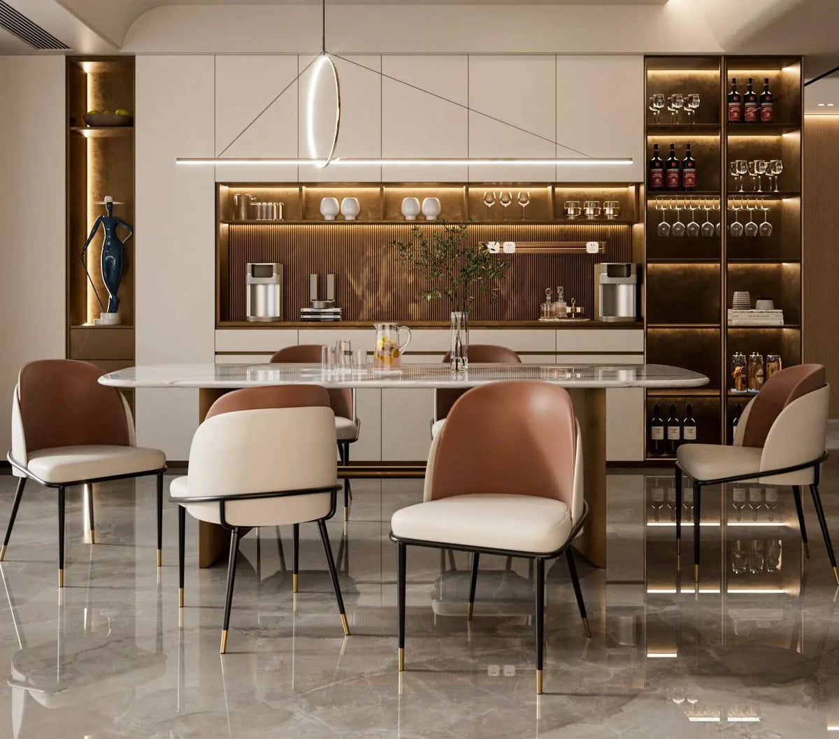 Upholstered Microfiber Silicone Leather Dining Chairs With Metal Frame