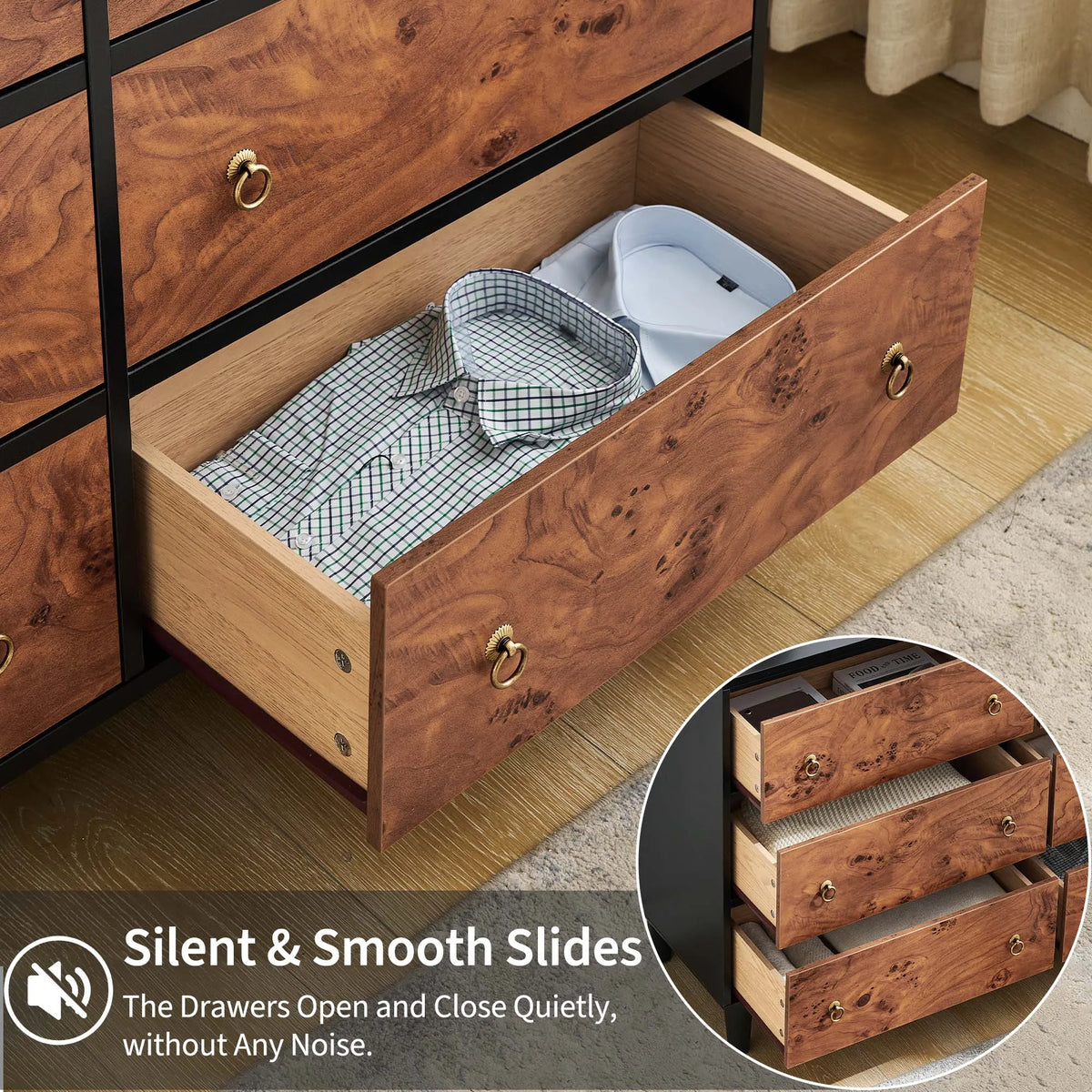 GAOMON Modern Wood Dresser Chest Of Drawers For Bedroom Storage