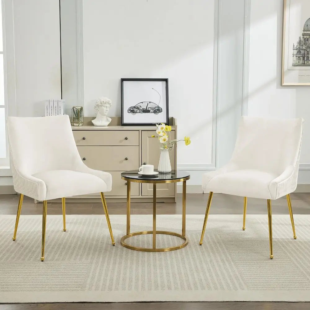 XMSJ Velvet Dining Chairs With Pleated Back And Upholstered Seats
