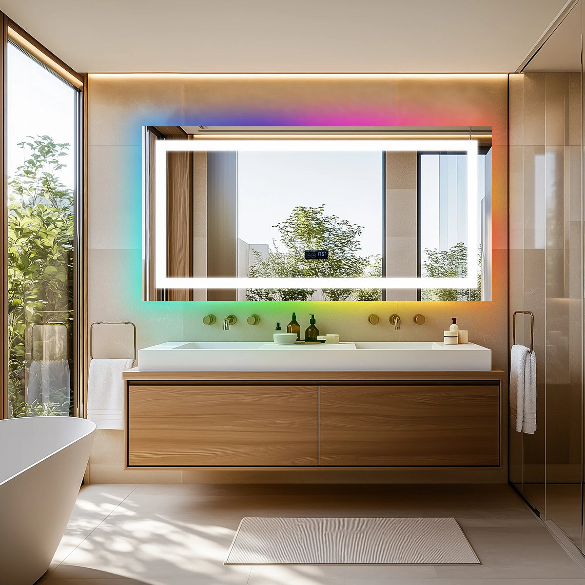 Wisfor LED Bathroom Mirror With Lights Anti Fog RGB Dimmable