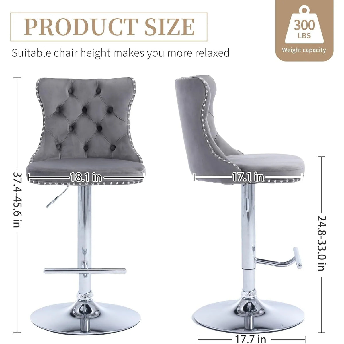 XIUWO Velvet Counter Height Barstools Set Of 4 With Swivel