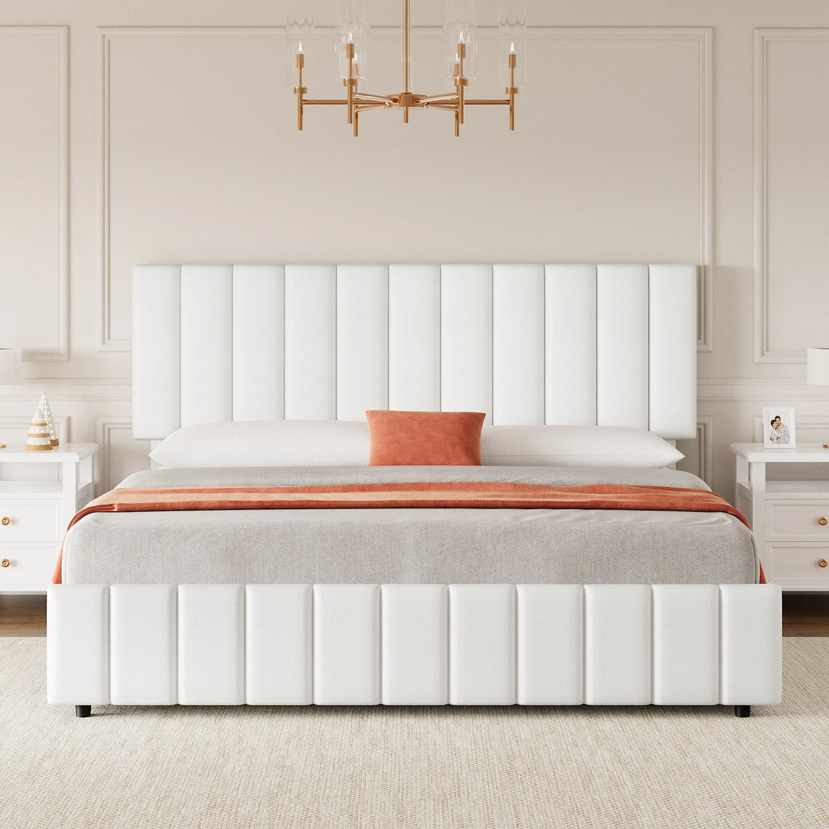 GAOMON Upholstered Platform Bed With Storage Drawers And Adjustable Headboard