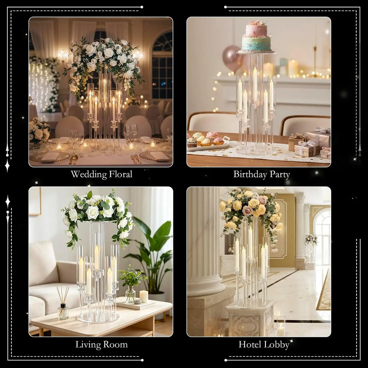 Vincigant Clear Acrylic Candelabra 5 Arm Led Candle Holder