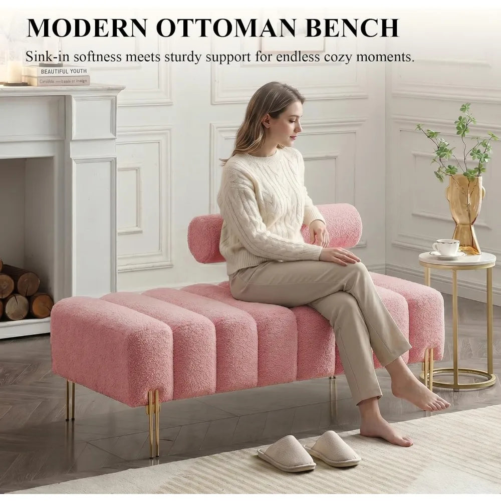Ottoman Bench With Upholstered Loveseat And Adjustable Backrest