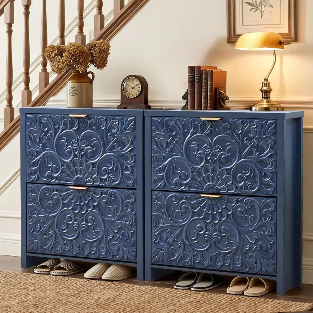 XMSJ Flip Drawer Shoe Cabinet Set With Hidden Entryway Storage