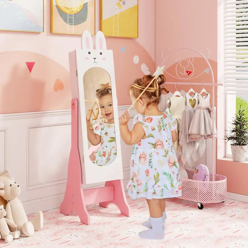 Kids Jewelry Armoire Cabinet With Full Length Mirror And Storage