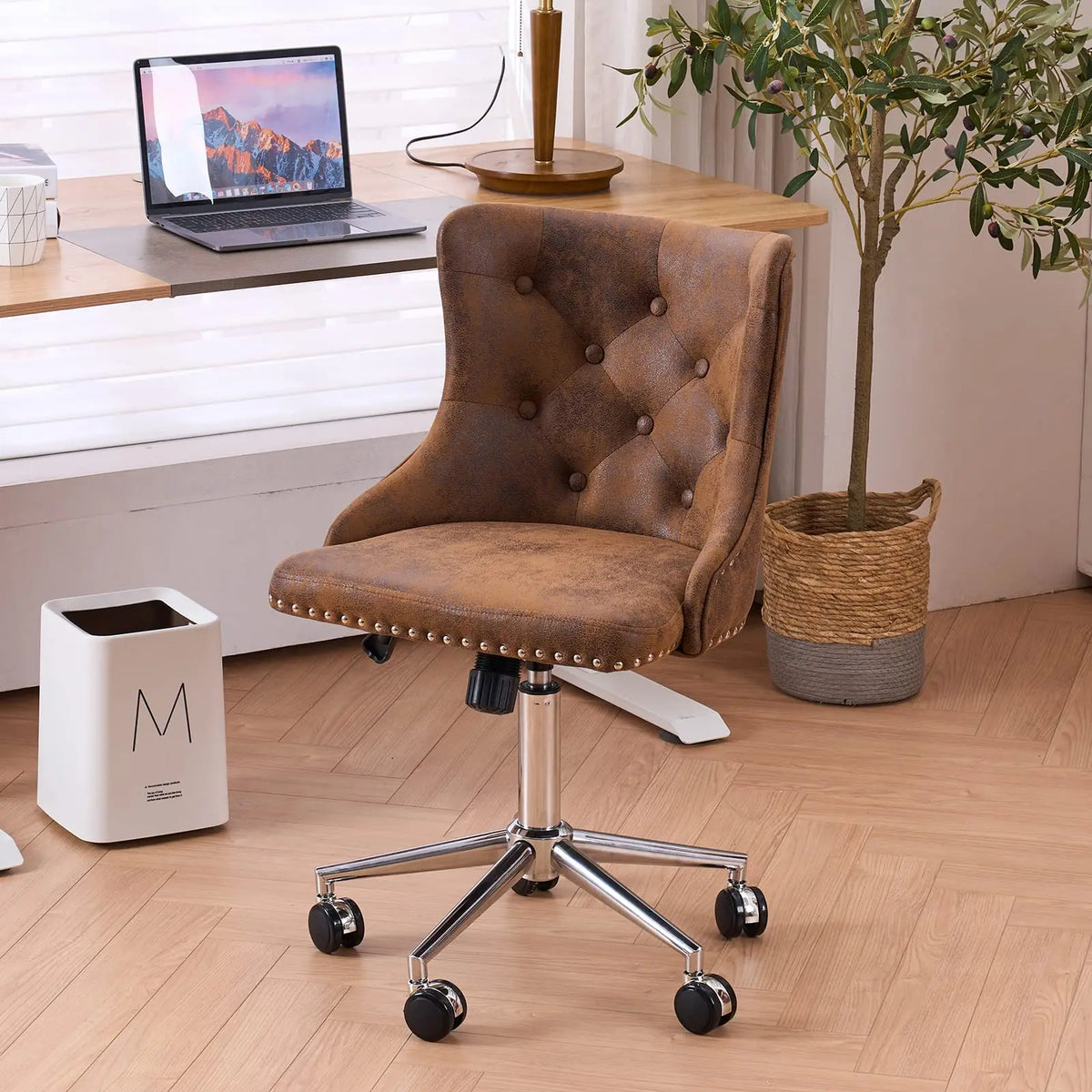VINGLI Small Cute Green Velvet Office Desk Chair Gold Base Adjustable Swivel Armless Makeup Vanity Chair For Women Girls