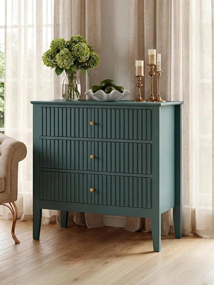31.5 Inch Fluted Nightstand With Charging Station, 3 Drawer Bedside Table Raised Leg Storage Cabinet For Bedroom Living Room Home