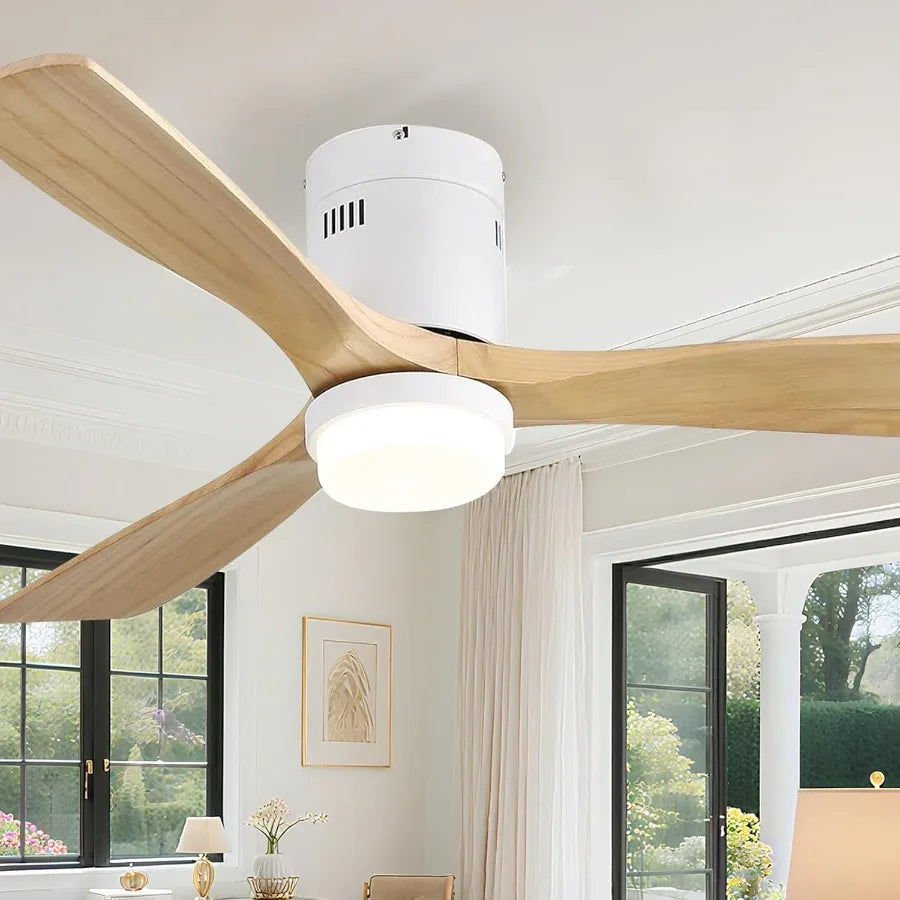 Modern Flush Mount Ceiling Fan With Lights And Remote Control