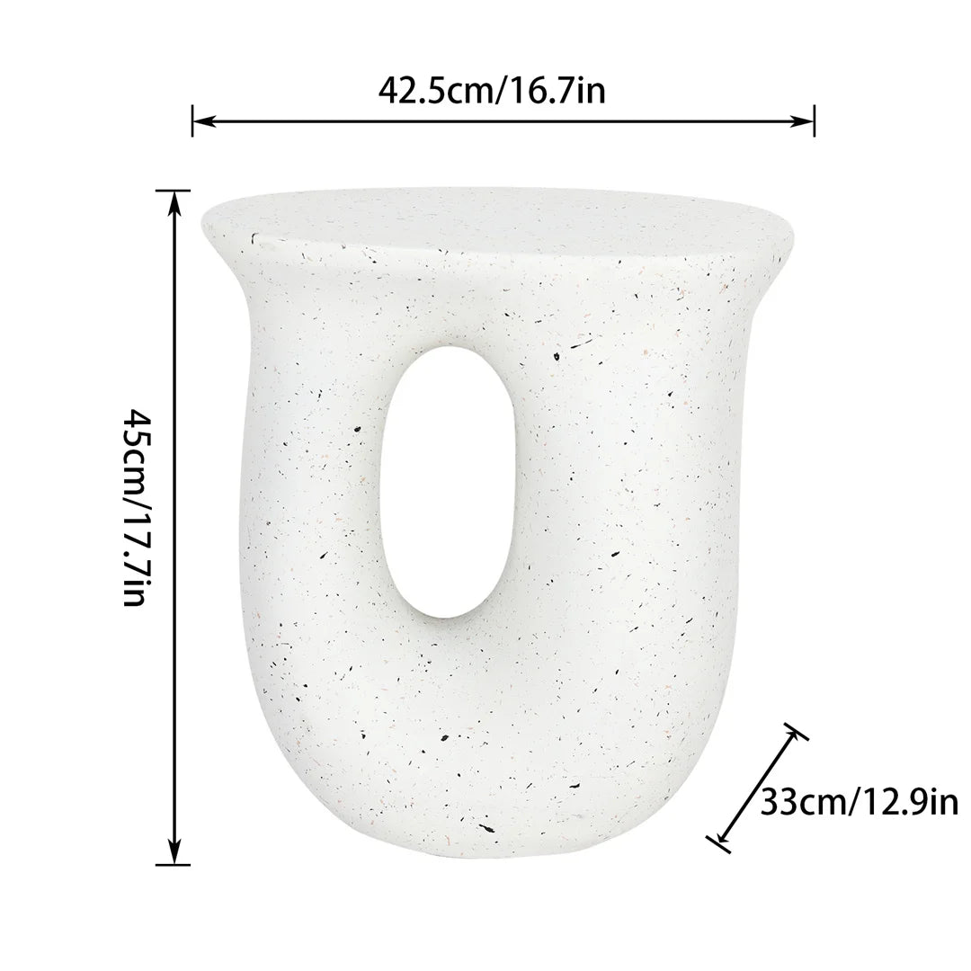 LUVODI Modern U-Shaped Geometric Concrete Accent Table Lightweight Garden Stool Decorative Side Table for Indoor And Outdoor Use