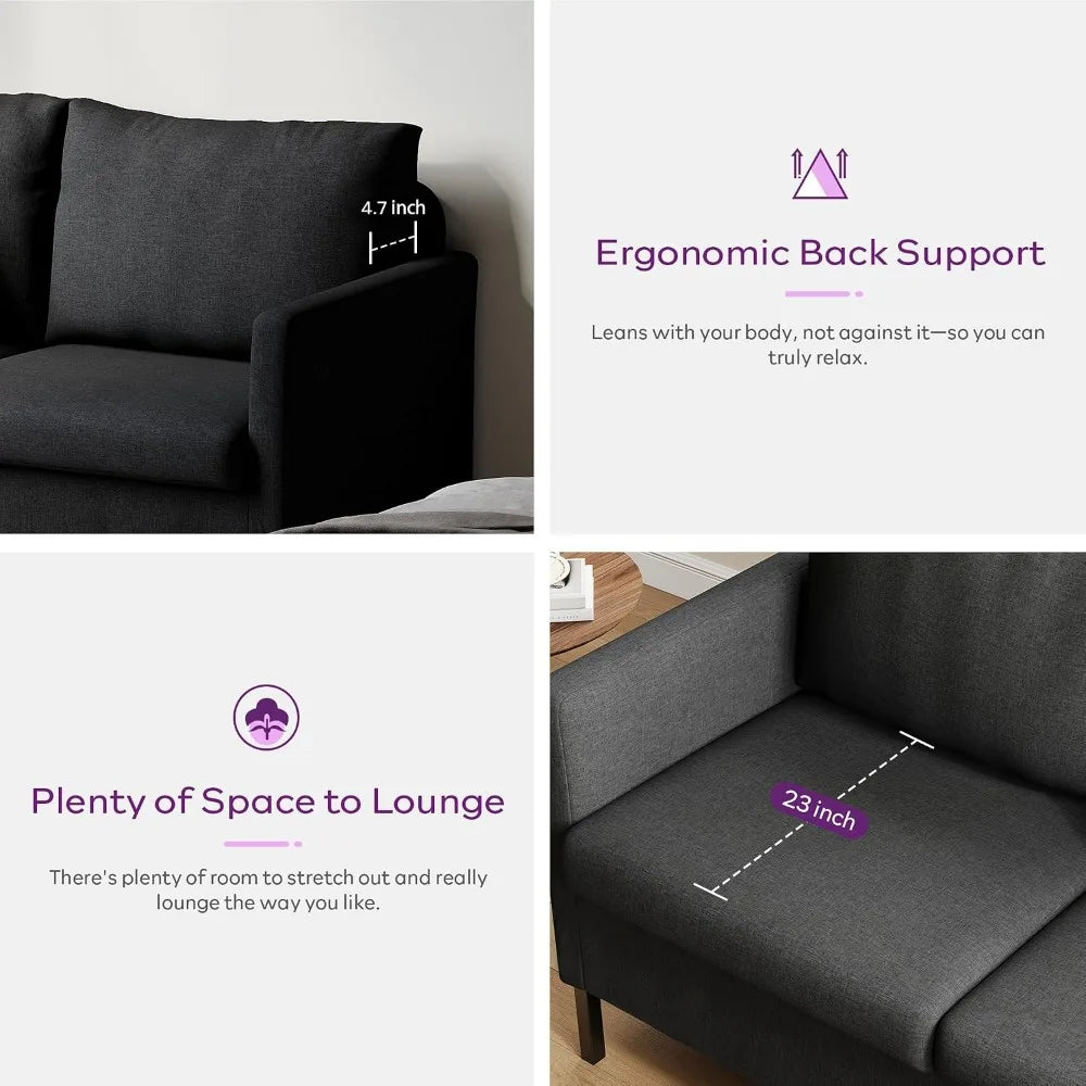Linen Two Seater Sofa For Apartments And Dorm Rooms