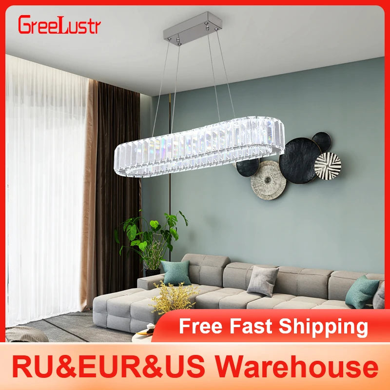 GreeLustr Modern Crystal LED Chandelier for Dining Room Decor