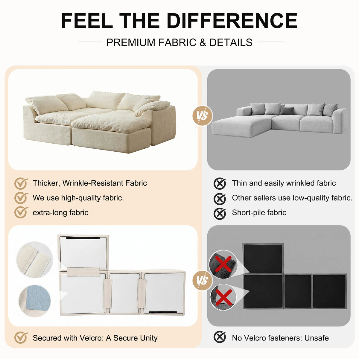 Yeflixvrau Modern Modular Sectional Sofa With Deep Seat Cushions