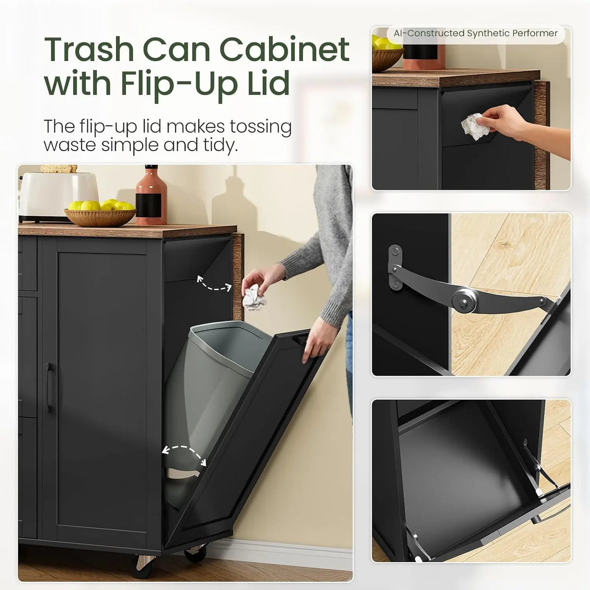 Kitchen Island Cart With Drop Leaf Tabletop And Storage Shelves Farmhouse Style