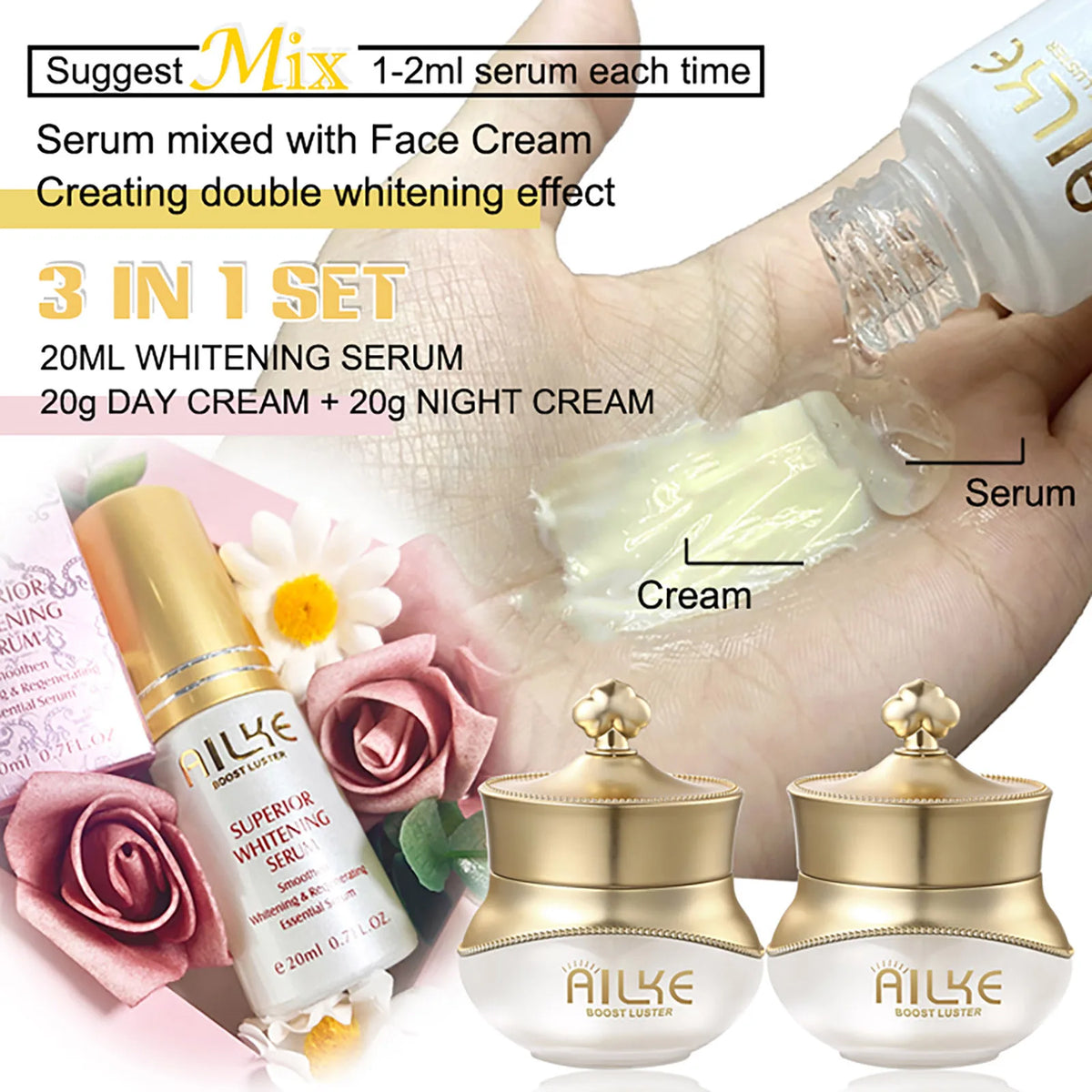 KYLIEFIT Whitening Face Cream Set With Collagen And Hyaluronic Acid