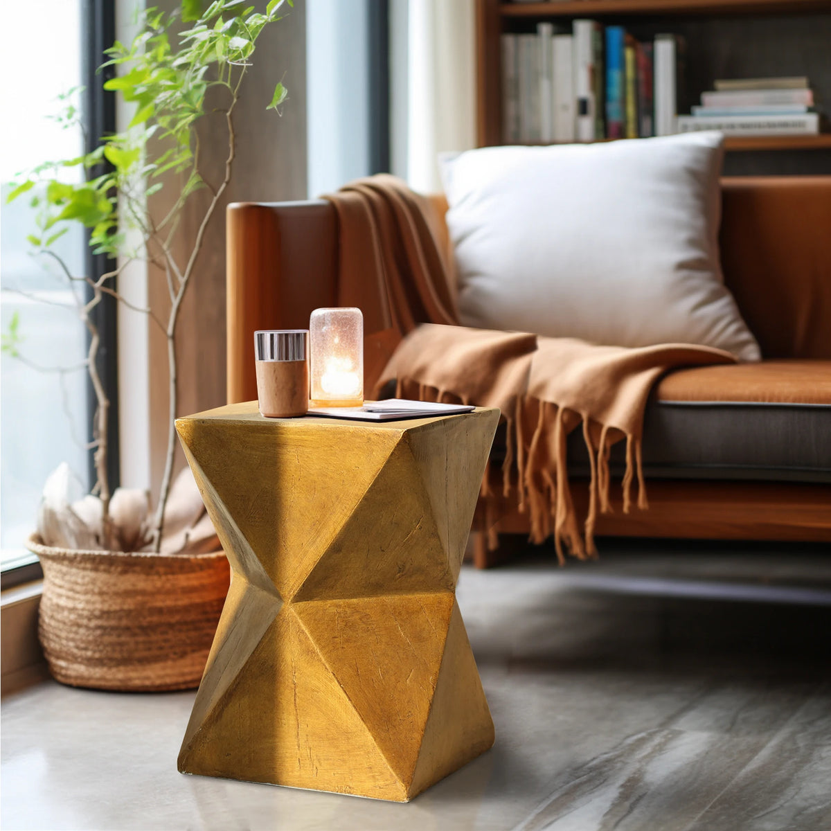 Modern Concrete Accent Side Table for Outdoor Patio Stylish End Table to Enhance Home Decor
