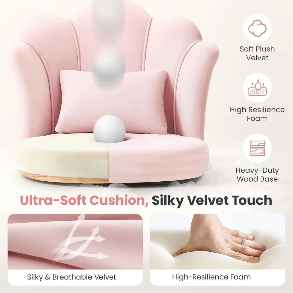 Classic Petal Makeup Vanity Chair With Metal Legs And Pillow