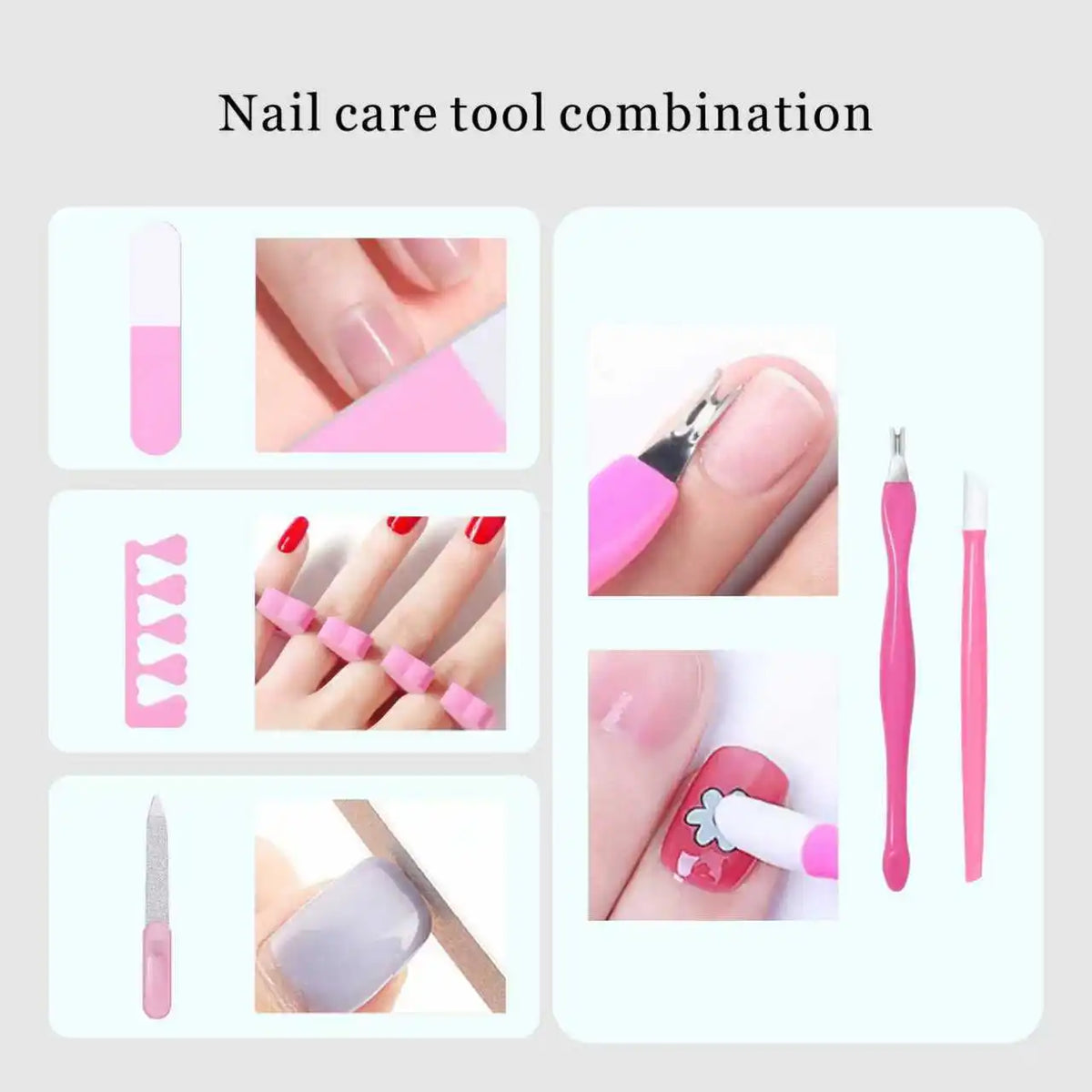 Nail Care Tool Set, Featuring a UV Nail Lamp, Nail Polisher, Cuticle Pusher and Remover, Toe Nail Separator, Nail File, and Nail Brush. Suitable for Professional Nail Salons or Home Nail Care. Perfect Holiday Gift.