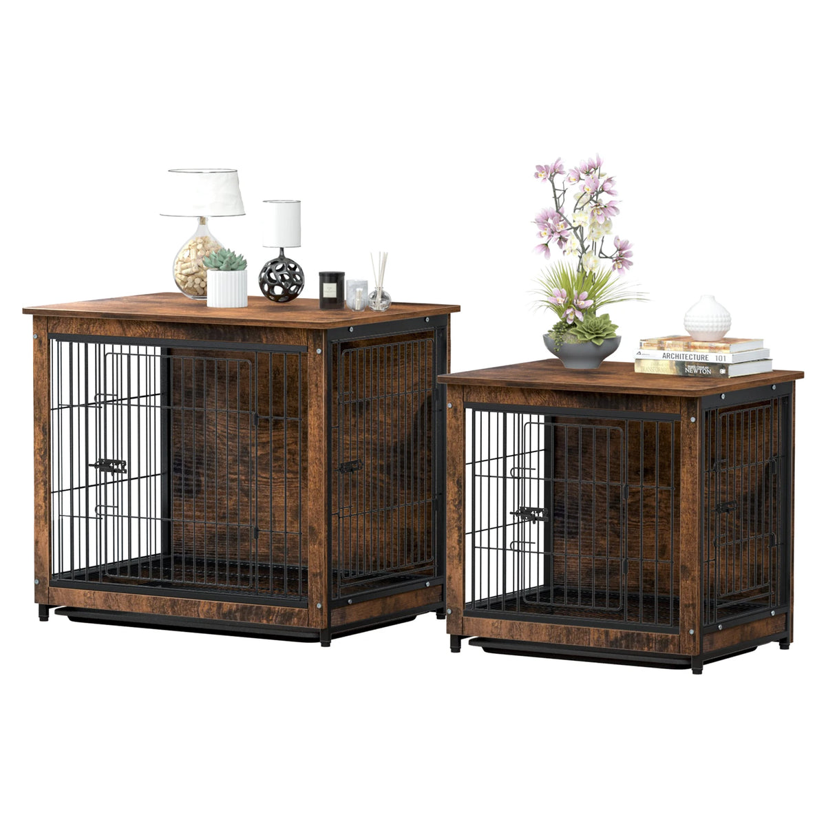 Modern Furniture Dog Cage,Pet Crate End Table,Indoor Wooden Kennel with Double Doors & Removable Tray for Small/Medium Dogs