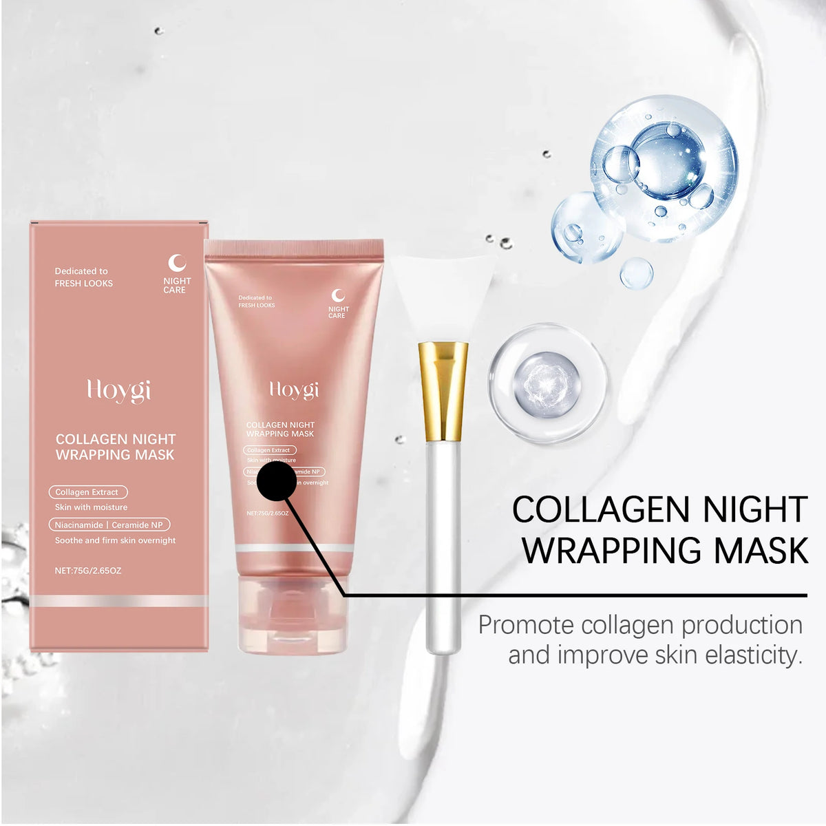 Collagen Encapsulated Peel Off Mask, Night Wrapping Film & Power Lift & Elastic Collagen, Banish Midnight Dullness with Niacinamide, Ceramide NP Strengthens Barriers, Full Painless Peel to Unlock Glass Skin, Soothing + Firmin