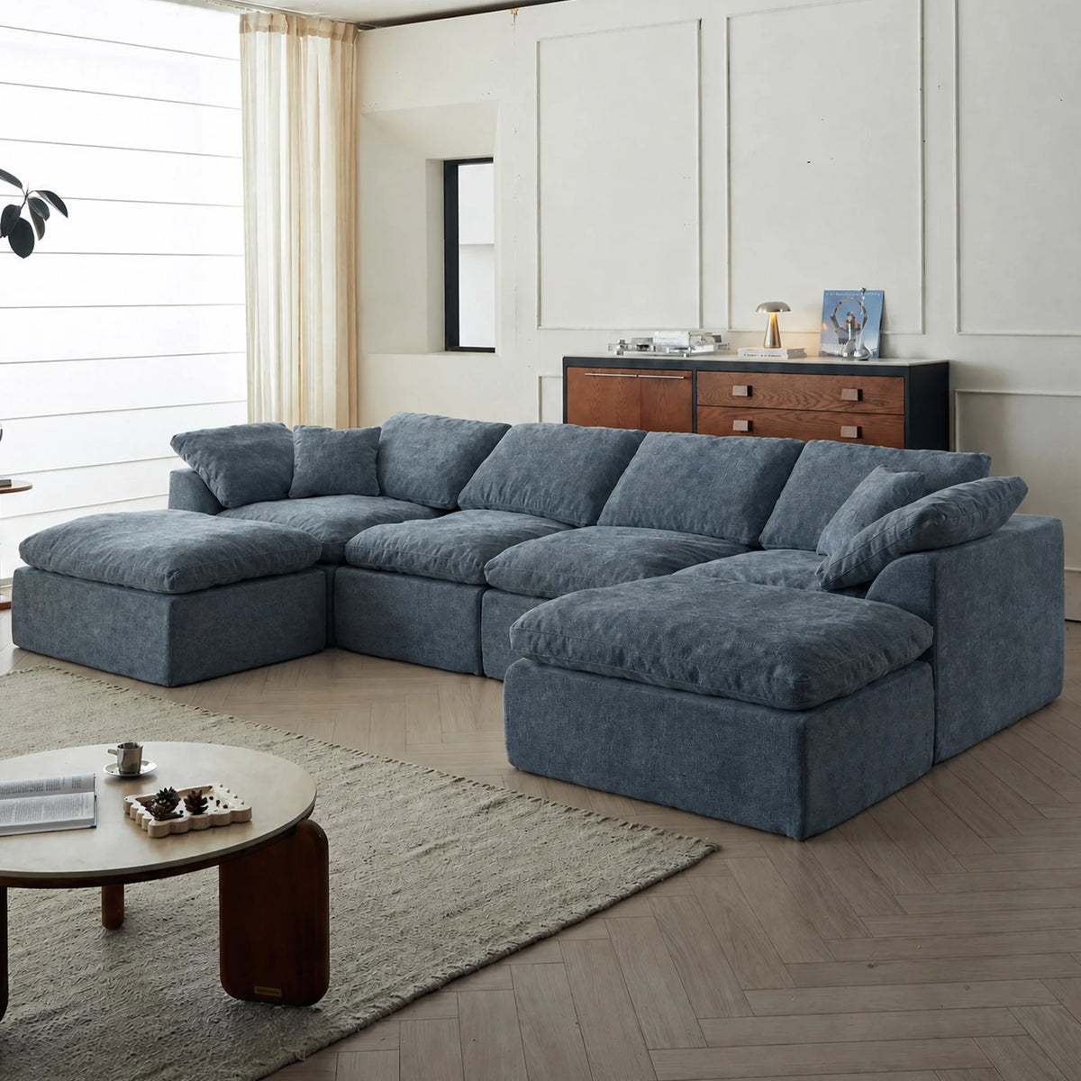Yeflixvrau Modern U Shaped Cloud Sectional Sofa With Removable Cushions