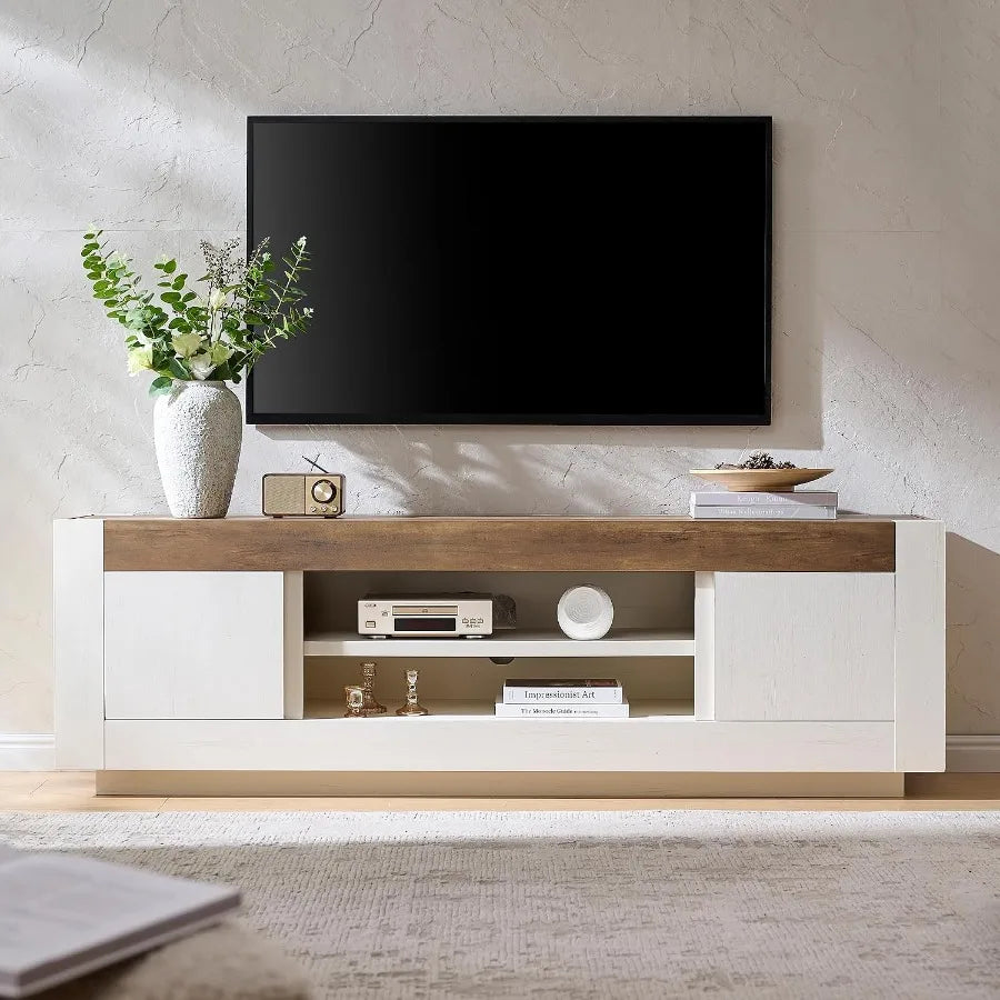Modern Media Console TV Stand With Thick Block Design