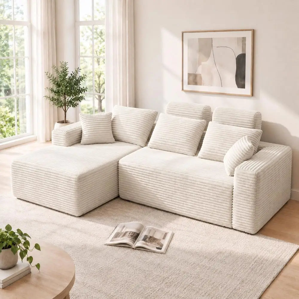 Modern XMSJ Boneless L Shaped Sofa With High Back Support
