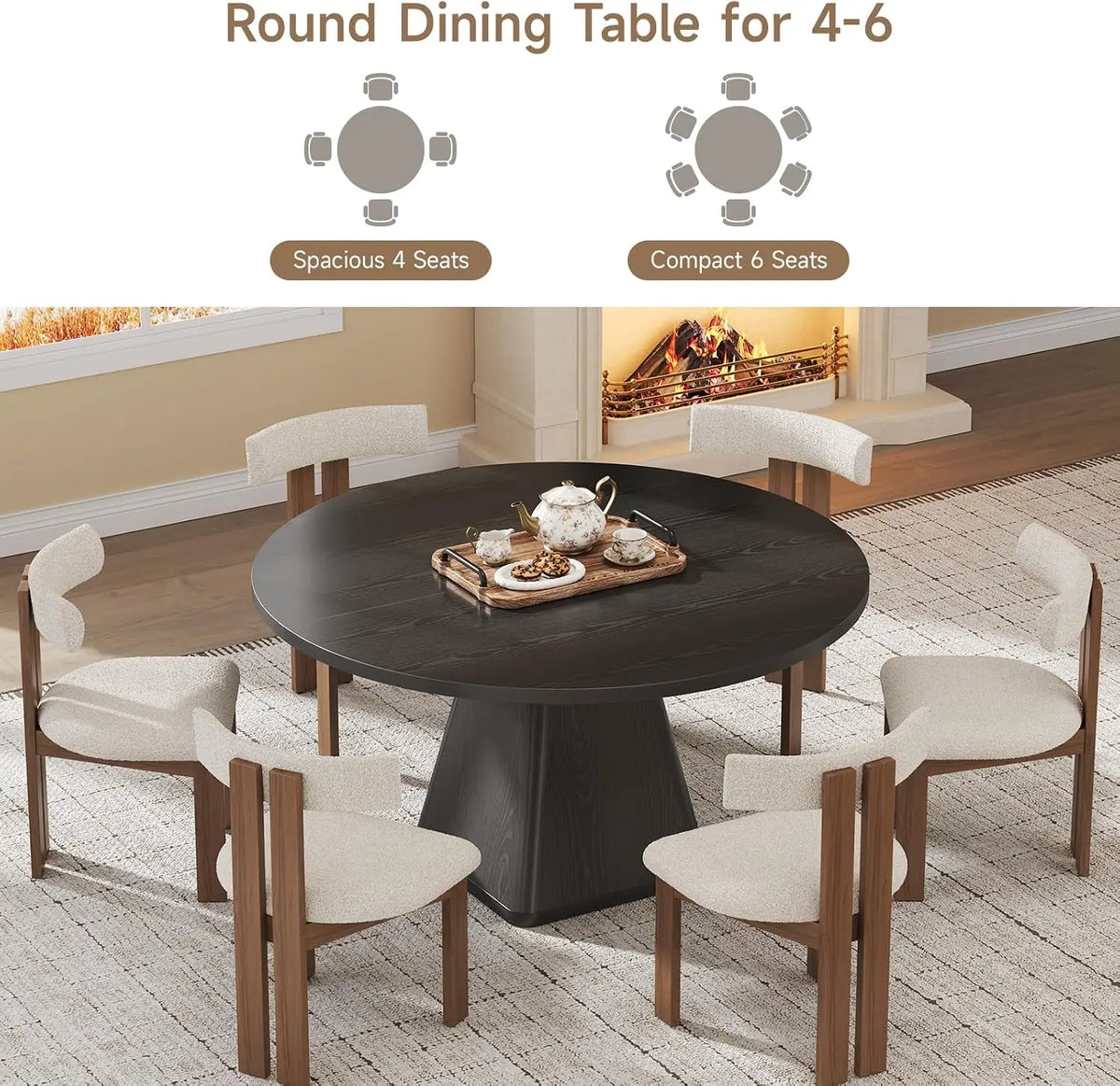 ONBRILL Modern Round Dining Table With Stable Pedestal Base for Home Dining