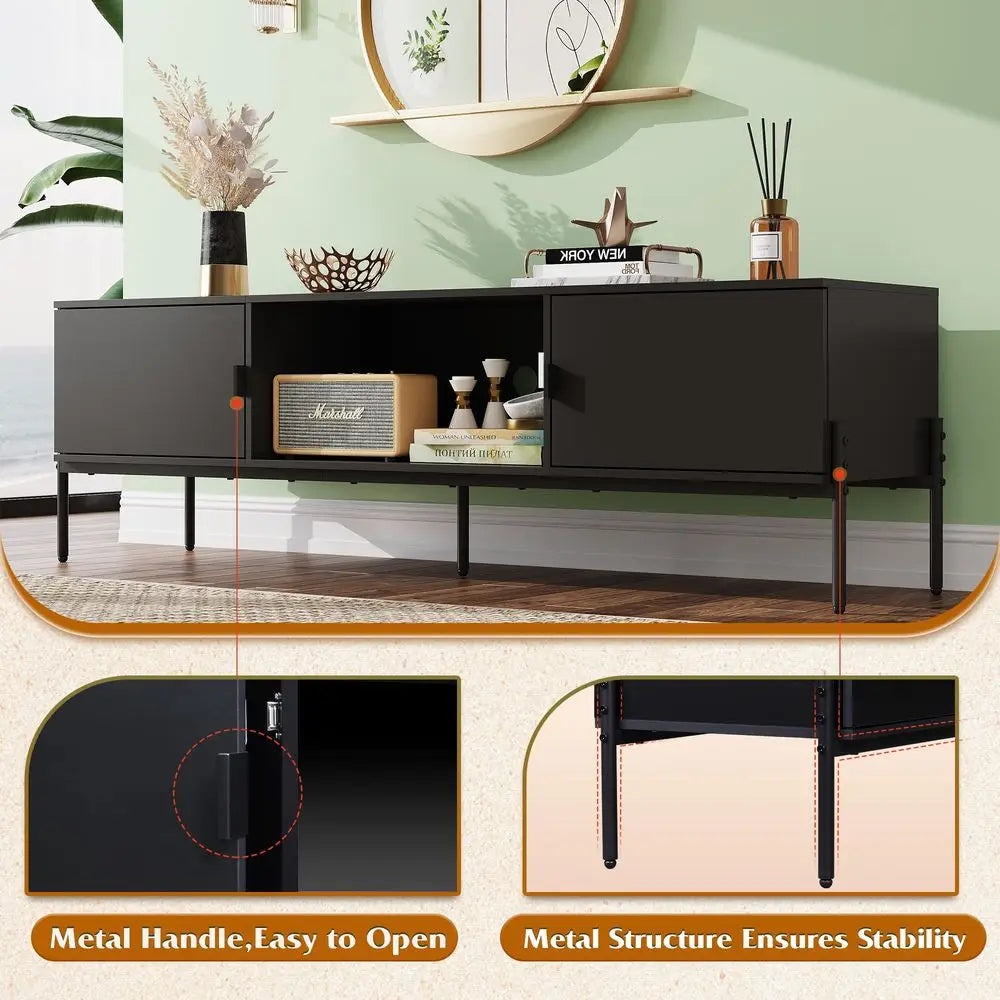 XMSJ Modern TV Stand Media Console With Metal Legs