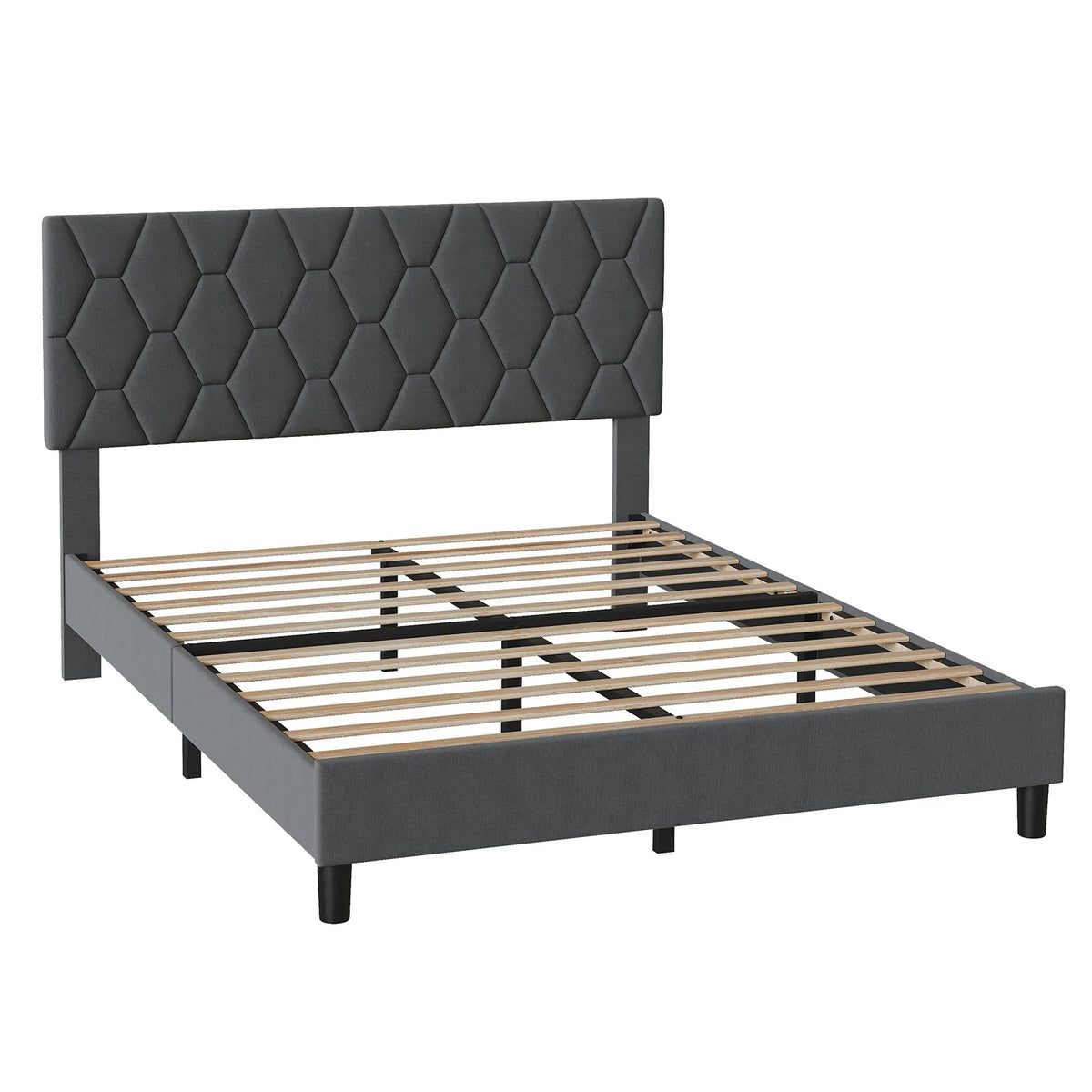 GarveeLife Upholstered Platform Bed Frame With Adjustable Fabric Headboard