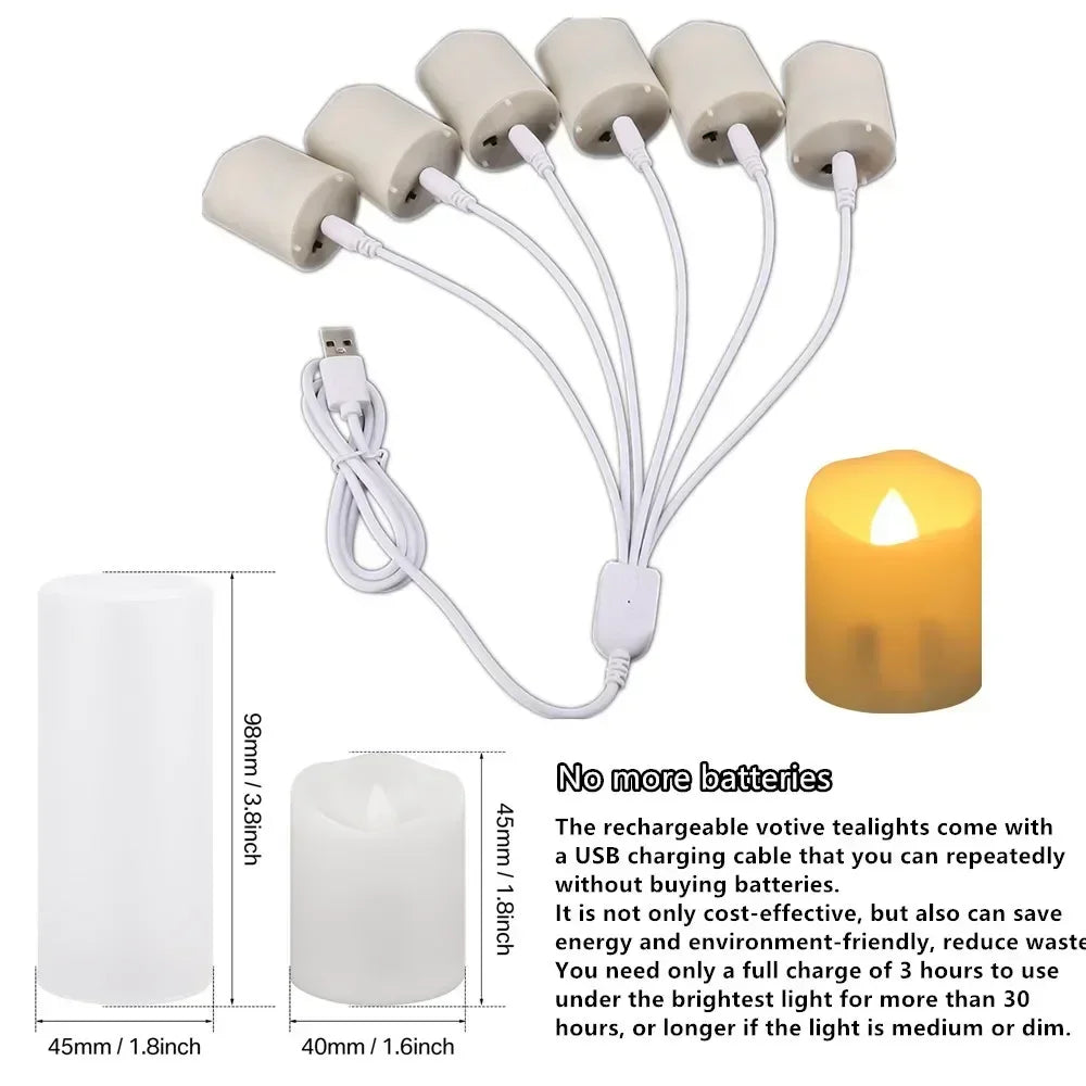 Rechargeable LED Candle Set With Timer Remote Flickering Flames USB