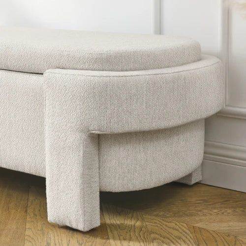 Linen Fabric Upholstered Bench with Large Storage Space for the Living Room, Entryway and Bedroom,Beige