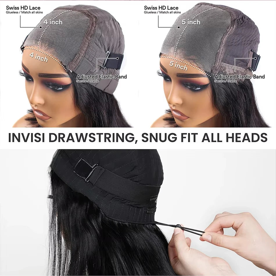 5x5 Hd Transparent Lace Frontal Glueless Preplucked 30 Inch Body Wave Wigs Human Hair 4x4 Lace Front Wig Ready to Wear for Women